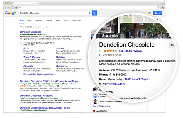 google my business example