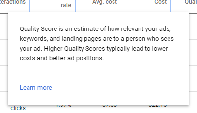 quality score is important with Google Ads